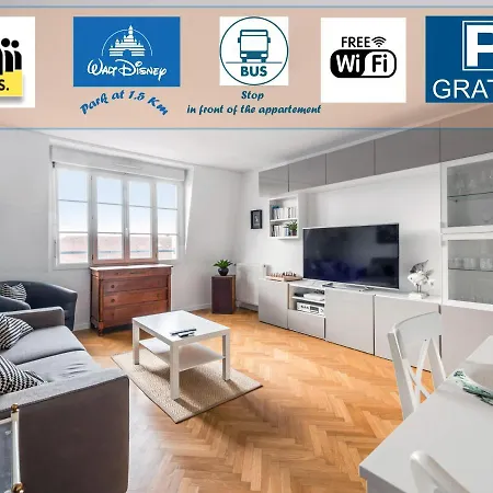 Apartment Familial Val D'europe La Vallee, Wifi Et Parking Serris